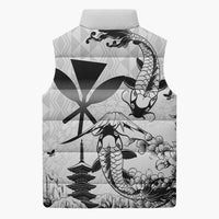 Japan And Hawaii Sleeveless Puffer Jacket Sakura Koi Fish Hawaiian Lei Kanaka LT14 - Polynesian Pride