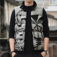 Japan And Hawaii Sleeveless Puffer Jacket Sakura Koi Fish Hawaiian Lei Kanaka LT14 - Polynesian Pride