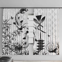 Japan And Hawaii Window Curtain Sakura Koi Fish Hawaiian Lei Kanaka - Polynesian Pride