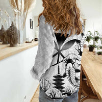 Japan And Hawaii Women Casual Shirt Sakura Koi Fish Hawaiian Lei Kanaka - Polynesian Pride