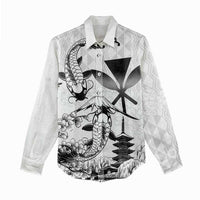 Japan And Hawaii Women Casual Shirt Sakura Koi Fish Hawaiian Lei Kanaka - Polynesian Pride