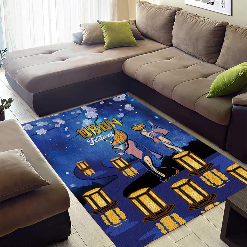 Japan Obon Festival Area Rug Sakura Lanterns With Bon Dance - Polynesian Pride