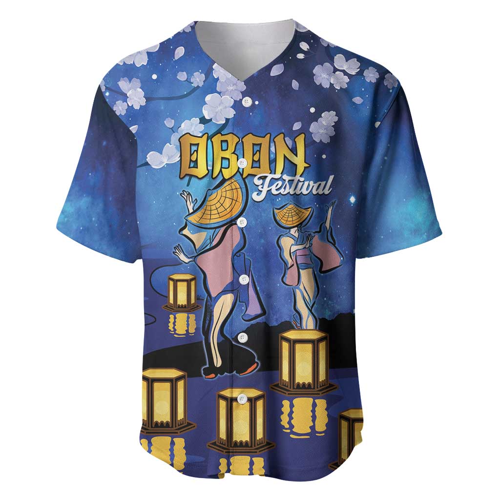 Japan Obon Festival Baseball Jersey Sakura Lanterns With Bon Dance - Polynesian Pride