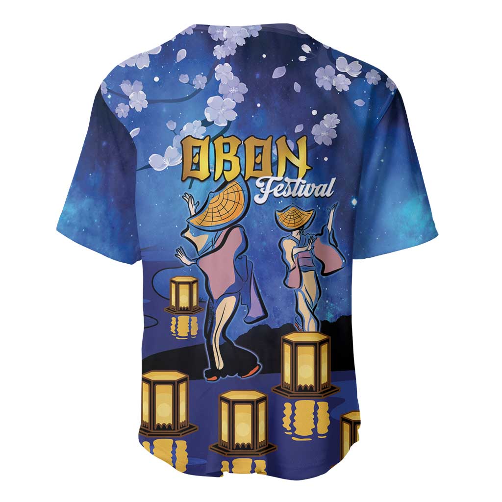 Japan Obon Festival Baseball Jersey Sakura Lanterns With Bon Dance - Polynesian Pride