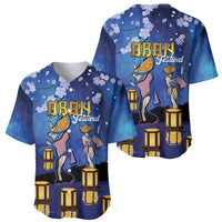 Japan Obon Festival Baseball Jersey Sakura Lanterns With Bon Dance - Polynesian Pride