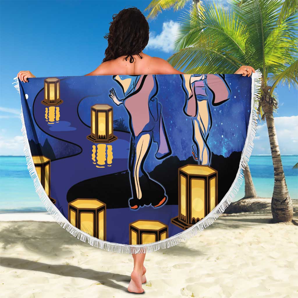 Japan Obon Festival Beach Blanket Sakura Lanterns With Bon Dance LT14 - Polynesian Pride
