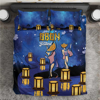 Japan Obon Festival Bedding Set Sakura Lanterns With Bon Dance - Polynesian Pride