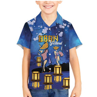 Japan Obon Festival Family Matching Mermaid Dress and Hawaiian Shirt Sakura Lanterns With Bon Dance - Polynesian Pride