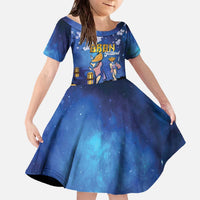 Japan Obon Festival Family Matching Off The Shoulder Long Sleeve Dress and Hawaiian Shirt Sakura Lanterns With Bon Dance - Polynesian Pride