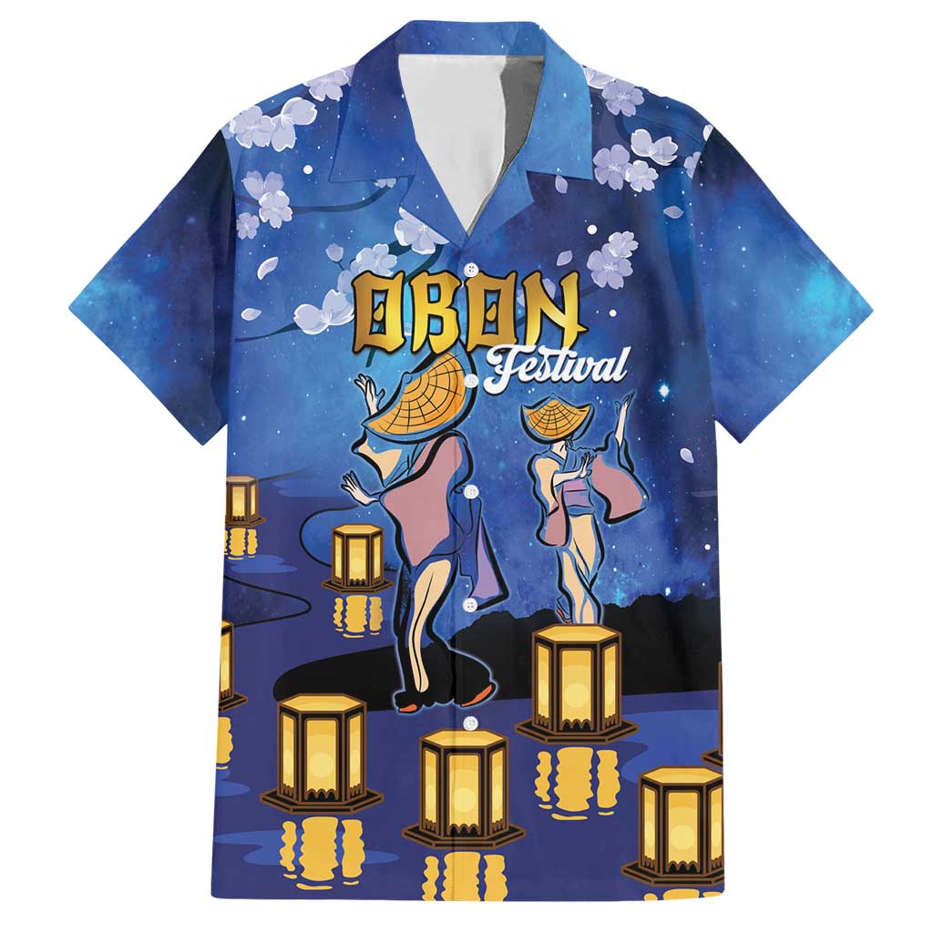 Japan Obon Festival Family Matching Short Sleeve Bodycon Dress and Hawaiian Shirt Sakura Lanterns With Bon Dance - Polynesian Pride