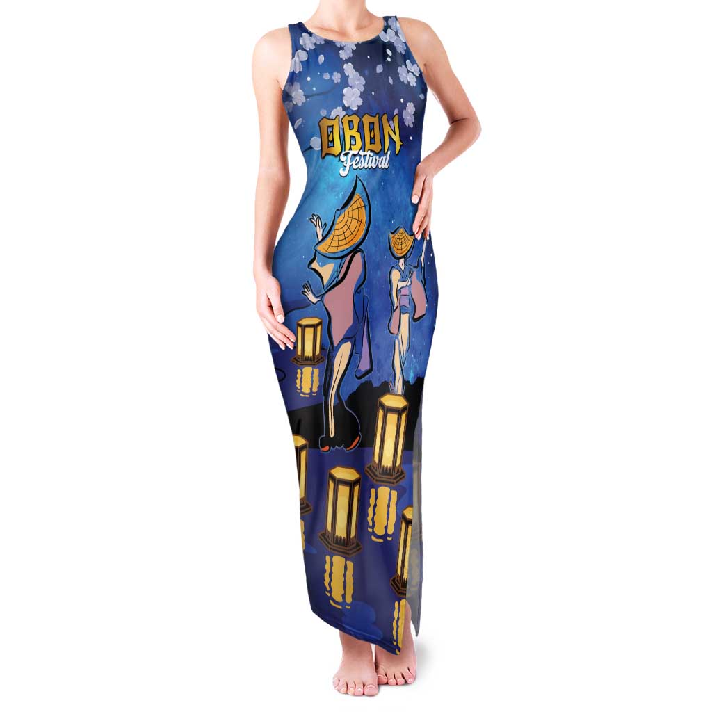 Japan Obon Festival Family Matching Tank Maxi Dress and Hawaiian Shirt Sakura Lanterns With Bon Dance - Polynesian Pride