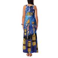 Japan Obon Festival Family Matching Tank Maxi Dress and Hawaiian Shirt Sakura Lanterns With Bon Dance - Polynesian Pride
