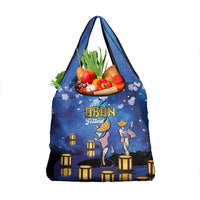 Japan Obon Festival Grocery Bag Sakura Lanterns With Bon Dance LT14 1-pack One Size Blue - Polynesian Pride