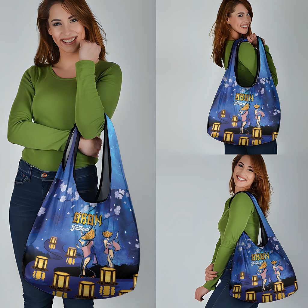 Japan Obon Festival Grocery Bag Sakura Lanterns With Bon Dance LT14 - Polynesian Pride