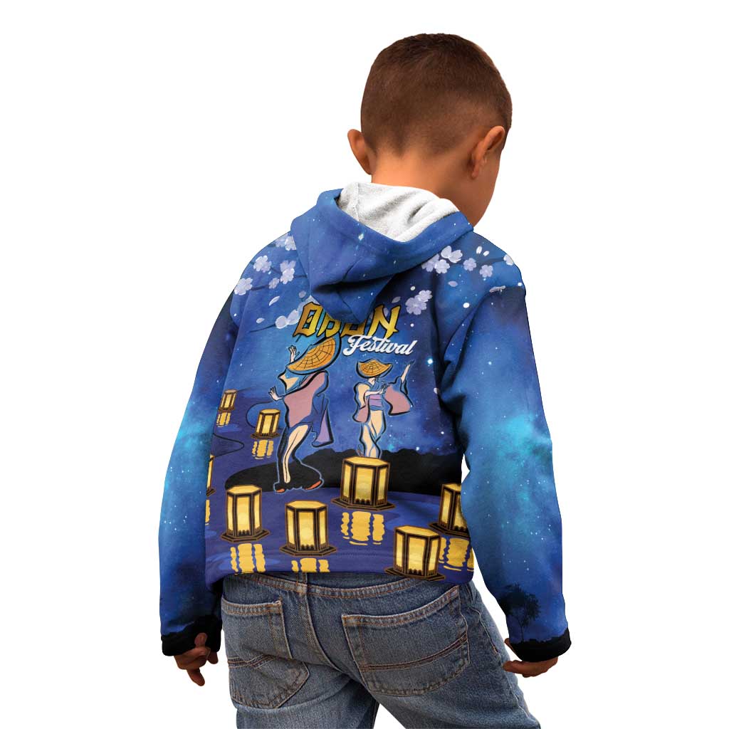 Japan Obon Festival Kid Hoodie Sakura Lanterns With Bon Dance - Polynesian Pride