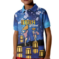 Japan Obon Festival Kid Polo Shirt Sakura Lanterns With Bon Dance - Polynesian Pride