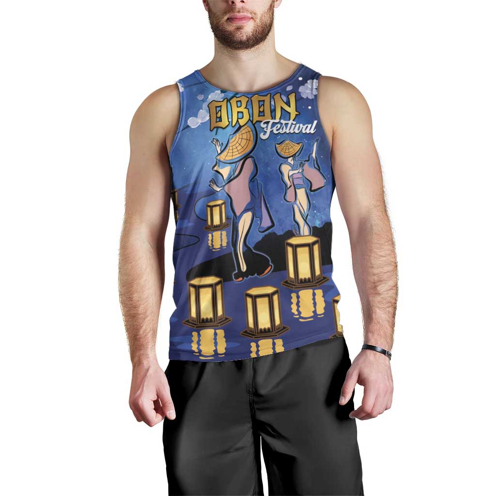 Japan Obon Festival Men Tank Top Sakura Lanterns With Bon Dance LT14 - Polynesian Pride