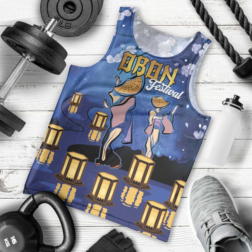 Japan Obon Festival Men Tank Top Sakura Lanterns With Bon Dance LT14 - Polynesian Pride