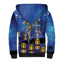 Japan Obon Festival Sherpa Hoodie Sakura Lanterns With Bon Dance LT14 - Polynesian Pride