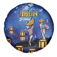 Japan Obon Festival Spare Tire Cover Sakura Lanterns With Bon Dance - Polynesian Pride