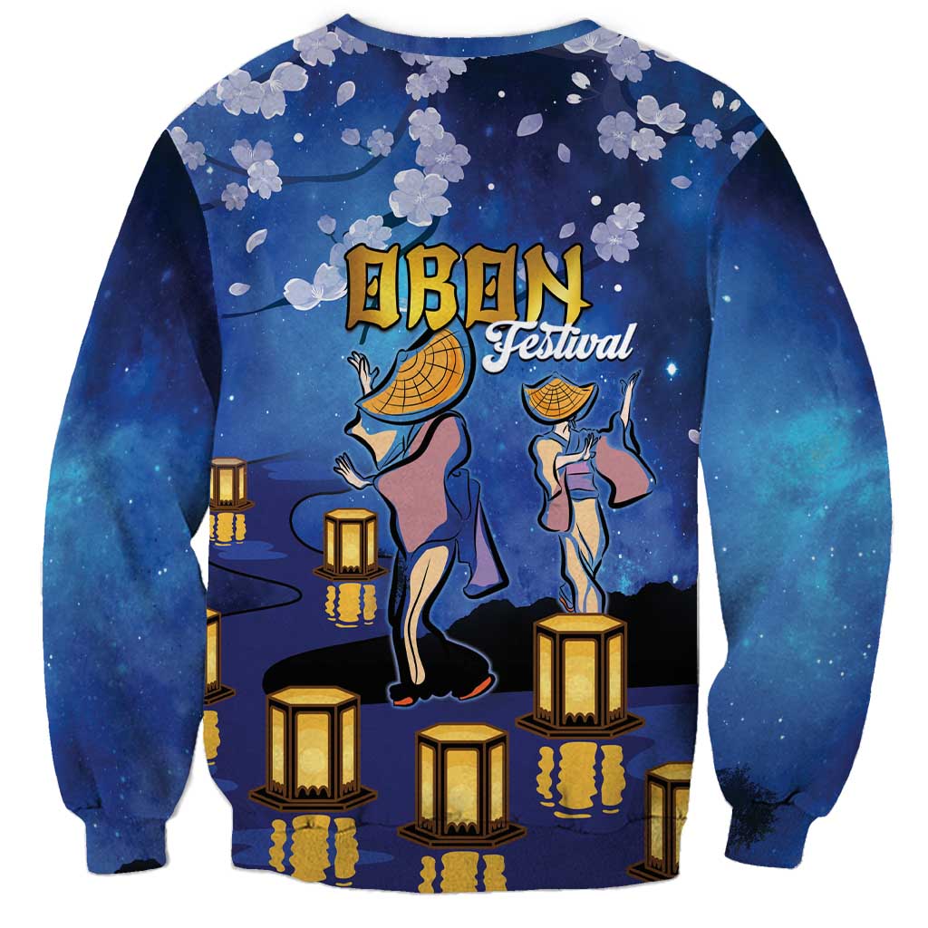 Japan Obon Festival Sweatshirt Sakura Lanterns With Bon Dance LT14 - Polynesian Pride