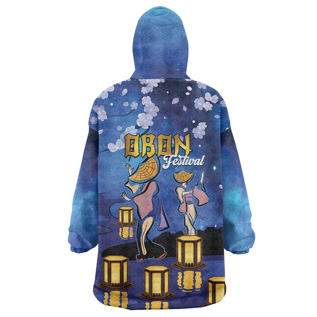 Japan Obon Festival Wearable Blanket Hoodie Sakura Lanterns With Bon Dance LT14 - Polynesian Pride