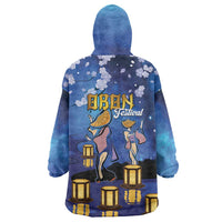 Japan Obon Festival Wearable Blanket Hoodie Sakura Lanterns With Bon Dance LT14 - Polynesian Pride