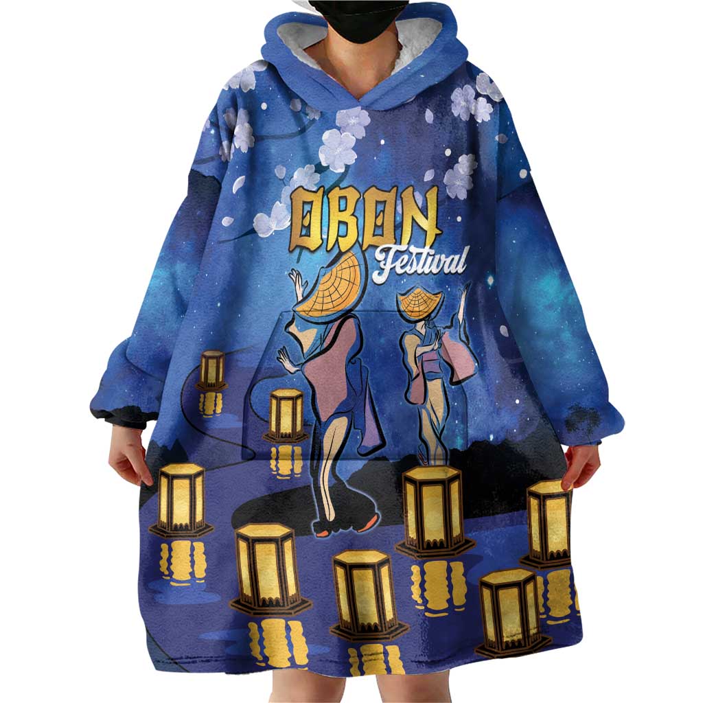 Japan Obon Festival Wearable Blanket Hoodie Sakura Lanterns With Bon Dance LT14 - Polynesian Pride