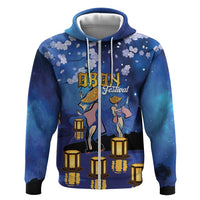 Japan Obon Festival Zip Hoodie Sakura Lanterns With Bon Dance - Polynesian Pride