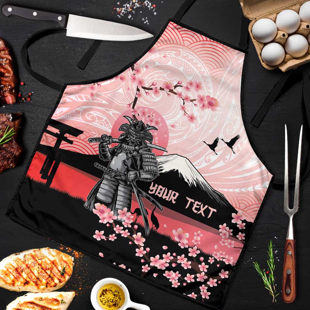 Personalised Japan Samurai Warrior Apron Japanese Cherry Blossom Polynesian Pattern LT14 Pink - Polynesian Pride