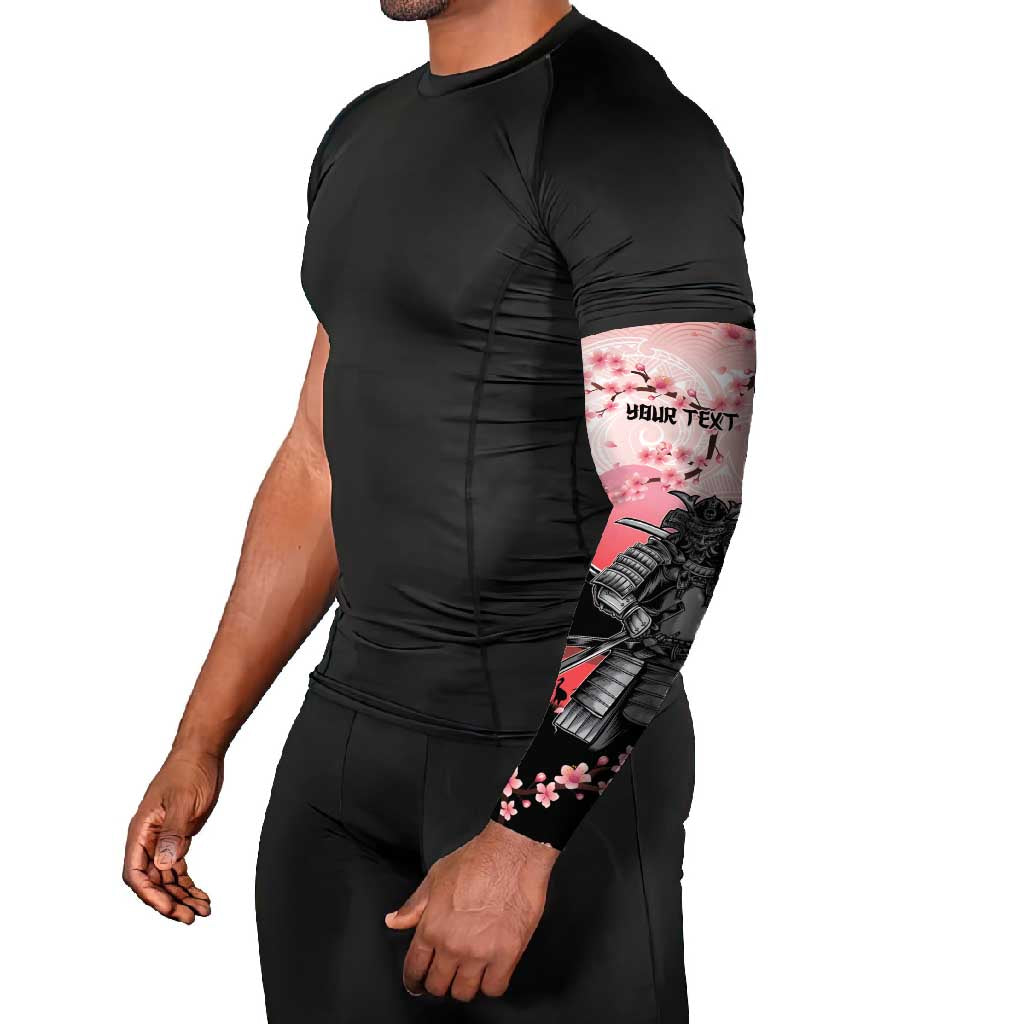 Personalised Japan Samurai Warrior Arm Sleeves Japanese Cherry Blossom Polynesian Pattern - Polynesian Pride