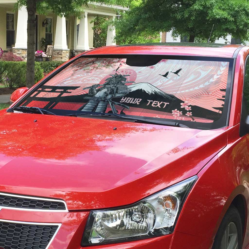 Personalised Japan Samurai Warrior Auto Sun Shade Japanese Cherry Blossom Polynesian Pattern LT14 - Polynesian Pride
