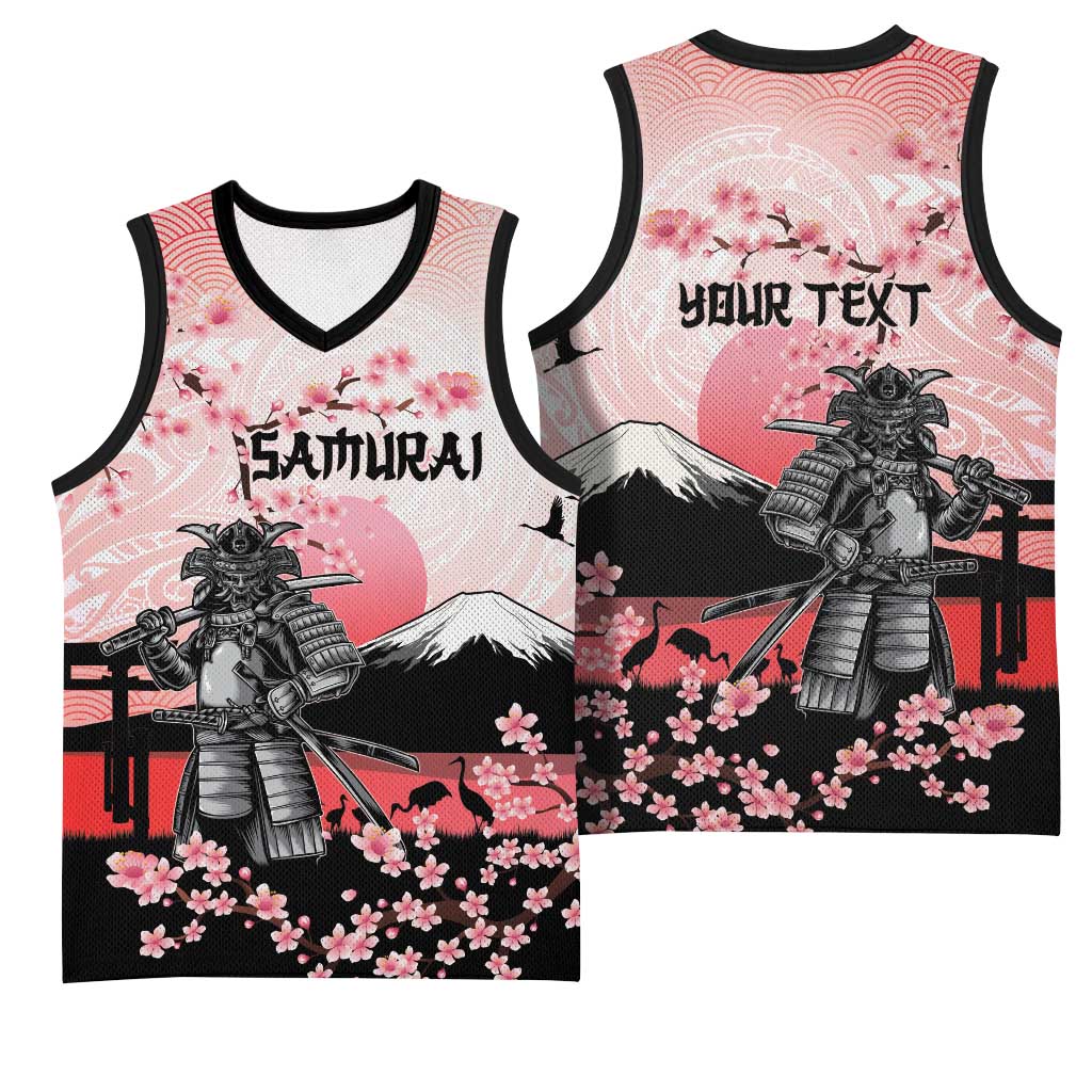 Personalised Japan Samurai Warrior Basketball Jersey Japanese Cherry Blossom Polynesian Pattern LT14 - Polynesian Pride
