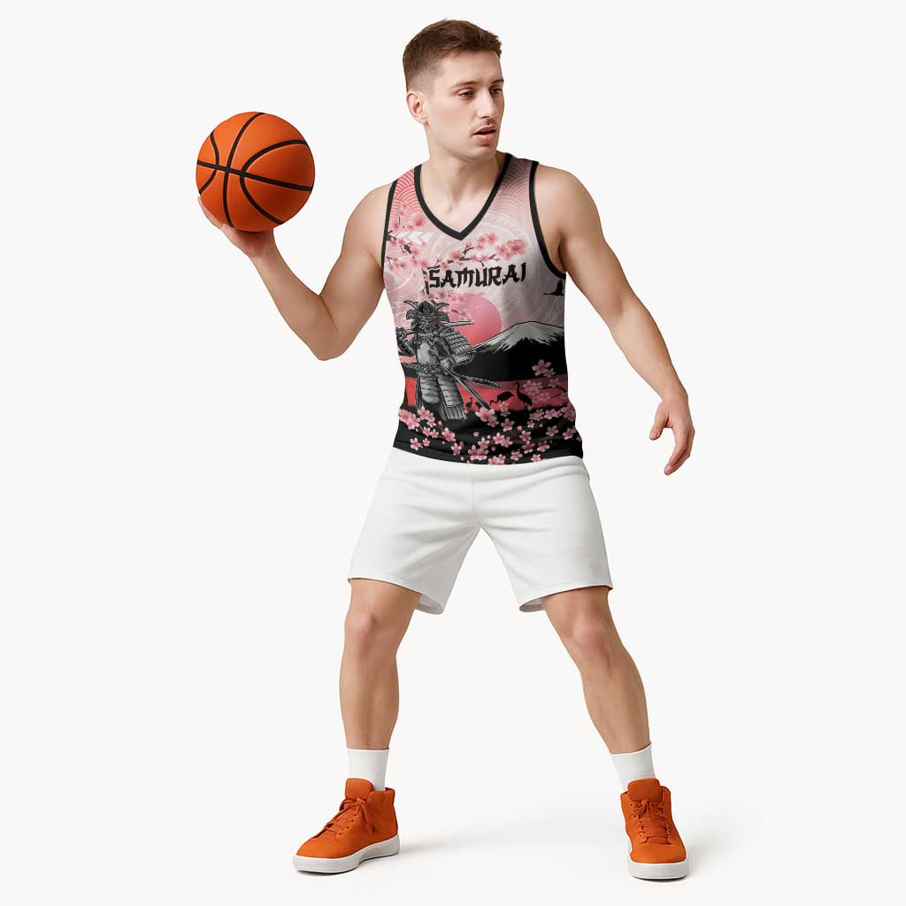 Personalised Japan Samurai Warrior Basketball Jersey Japanese Cherry Blossom Polynesian Pattern LT14 - Polynesian Pride