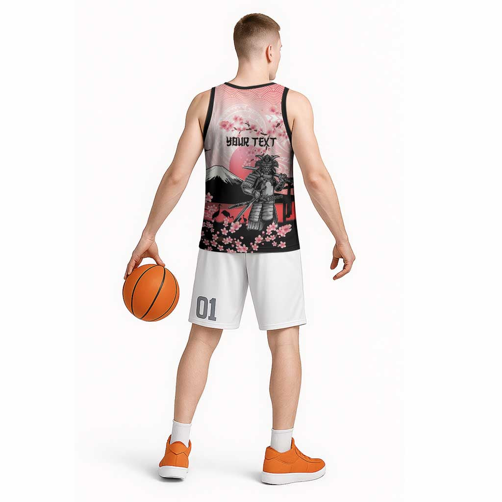 Personalised Japan Samurai Warrior Basketball Jersey Japanese Cherry Blossom Polynesian Pattern LT14 - Polynesian Pride