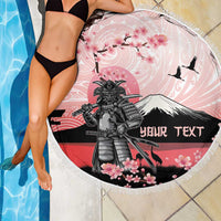 Personalised Japan Samurai Warrior Beach Blanket Japanese Cherry Blossom Polynesian Pattern LT14 - Polynesian Pride