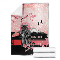 Personalised Japan Samurai Warrior Blanket Japanese Cherry Blossom Polynesian Pattern - Polynesian Pride