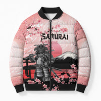 Personalised Japan Samurai Warrior Bomber Puffer Jacket Japanese Cherry Blossom Polynesian Pattern LT14 Unisex Pink - Polynesian Pride