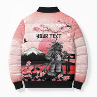 Personalised Japan Samurai Warrior Bomber Puffer Jacket Japanese Cherry Blossom Polynesian Pattern LT14 - Polynesian Pride