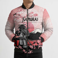 Personalised Japan Samurai Warrior Bomber Puffer Jacket Japanese Cherry Blossom Polynesian Pattern LT14 - Polynesian Pride