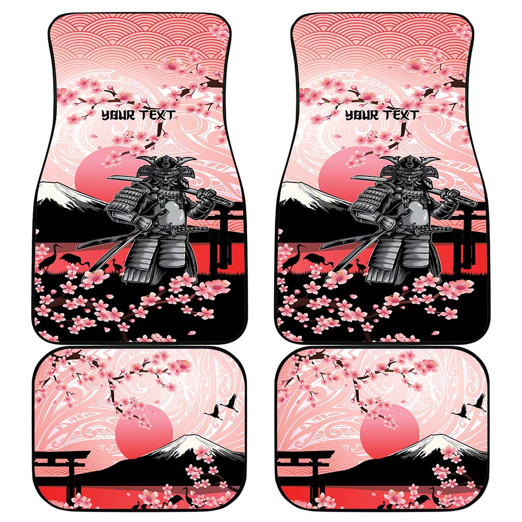 Personalised Japan Samurai Warrior Car Mats Japanese Cherry Blossom Polynesian Pattern - Polynesian Pride
