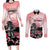 Personalised Japan Samurai Warrior Couples Matching Long Sleeve Bodycon Dress and Long Sleeve Button Shirt Japanese Cherry Blossom Polynesian Pattern - Polynesian Pride