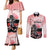 Personalised Japan Samurai Warrior Couples Matching Mermaid Dress and Long Sleeve Button Shirt Japanese Cherry Blossom Polynesian Pattern - Polynesian Pride
