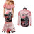 Personalised Japan Samurai Warrior Couples Matching Mermaid Dress and Long Sleeve Button Shirt Japanese Cherry Blossom Polynesian Pattern - Polynesian Pride