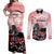 Personalised Japan Samurai Warrior Couples Matching Off Shoulder Maxi Dress and Long Sleeve Button Shirt Japanese Cherry Blossom Polynesian Pattern - Polynesian Pride