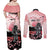 Personalised Japan Samurai Warrior Couples Matching Off Shoulder Maxi Dress and Long Sleeve Button Shirt Japanese Cherry Blossom Polynesian Pattern - Polynesian Pride