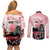 Personalised Japan Samurai Warrior Couples Matching Off Shoulder Short Dress and Long Sleeve Button Shirt Japanese Cherry Blossom Polynesian Pattern - Polynesian Pride