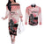 Personalised Japan Samurai Warrior Couples Matching Off The Shoulder Long Sleeve Dress and Long Sleeve Button Shirt Japanese Cherry Blossom Polynesian Pattern - Polynesian Pride