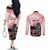 Personalised Japan Samurai Warrior Couples Matching Off The Shoulder Long Sleeve Dress and Long Sleeve Button Shirt Japanese Cherry Blossom Polynesian Pattern - Polynesian Pride