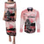 Personalised Japan Samurai Warrior Couples Matching Puletasi and Long Sleeve Button Shirt Japanese Cherry Blossom Polynesian Pattern - Polynesian Pride